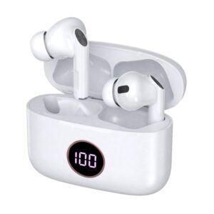 Auscultadores estéreo Bluetooth Dual Pod Lcd Fone de ouvido COOL AIR PRO branco