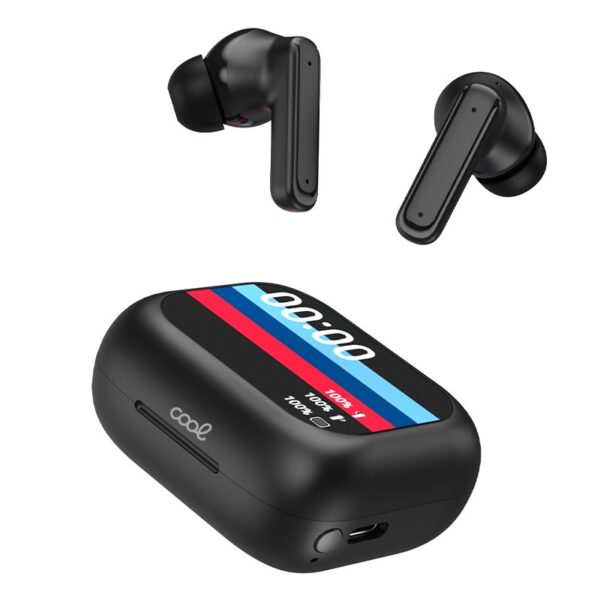 Auriculares Stereo Bluetooth Earbuds Lcd COOL Ambient Negro - Imagen 2