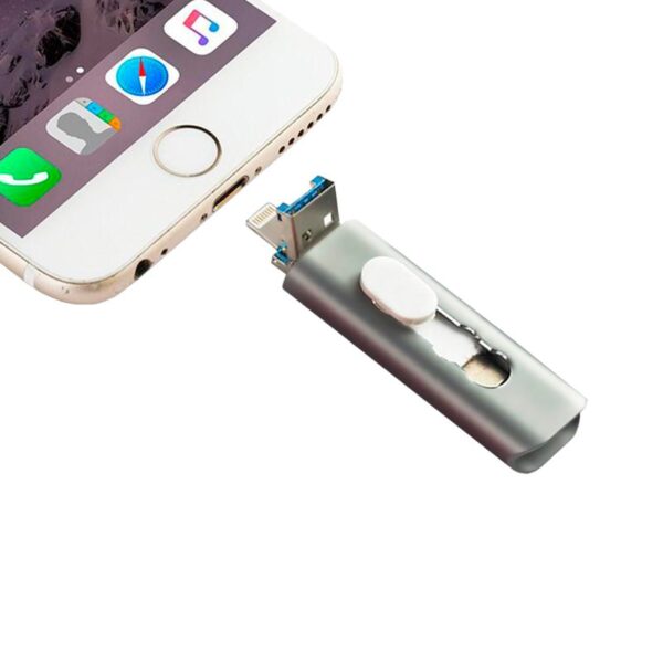 USB Pen Drive x32 GB COOL (3 In 1) Lightning / Type-C / USB Gray - Imagen 3