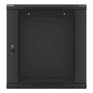 Armario lanberg mural rack 19 pulgadas 12u - 600x600 auto ensamblado negro puerta de cristal