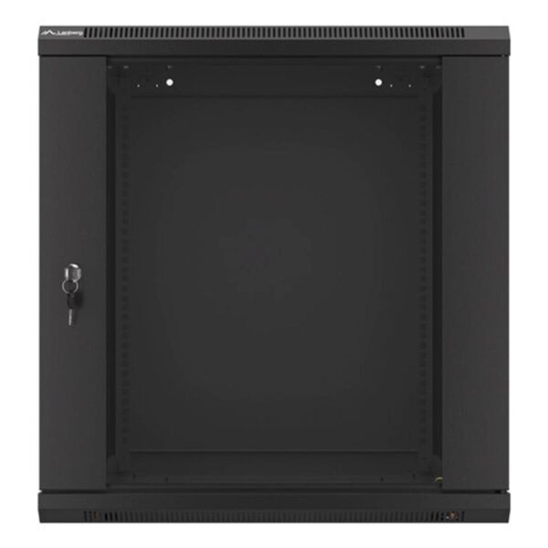 Armario lanberg mural rack 19 pulgadas 12u - 600x600 auto ensamblado negro puerta de cristal