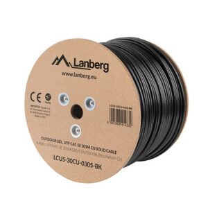Bobina cat.5e lanberg utp rj45 solido cobre fluke tested awg24 ext 305m gris