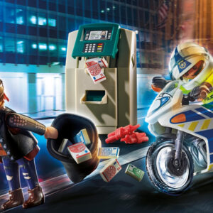 Playmobil ciudad moto de policia persecucion del ladron del dinero