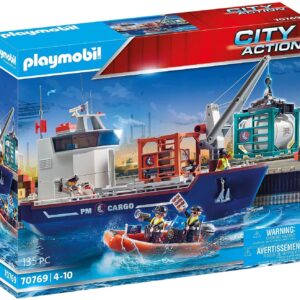 Playmobil gran portacontenedor con barco aduanero