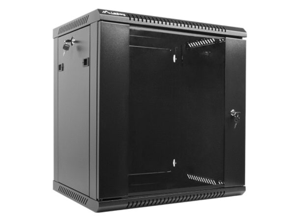 Armario lanberg mural rack 19 pulgadas 12u - 600x450 flat pack v2 negro