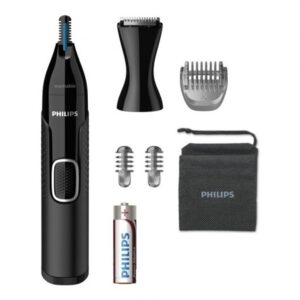 Cortapelo philips + naricero nt5650 - 16 negro 3 peines -  cuchilla lavable -  ducha -  recortador -  pila aa