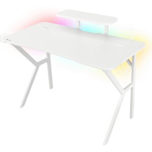 Mesa gaming genesis holm 320 rgb blanca carbono