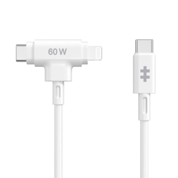Cable usb tipo c a usb tipo c -  lightning hyper 1.5m -  macho - macho -  blanco