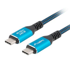 Cable usb tipo c 4.0 lanberg - macho -  macho 240w - 8k - 60hz - 2m - azul