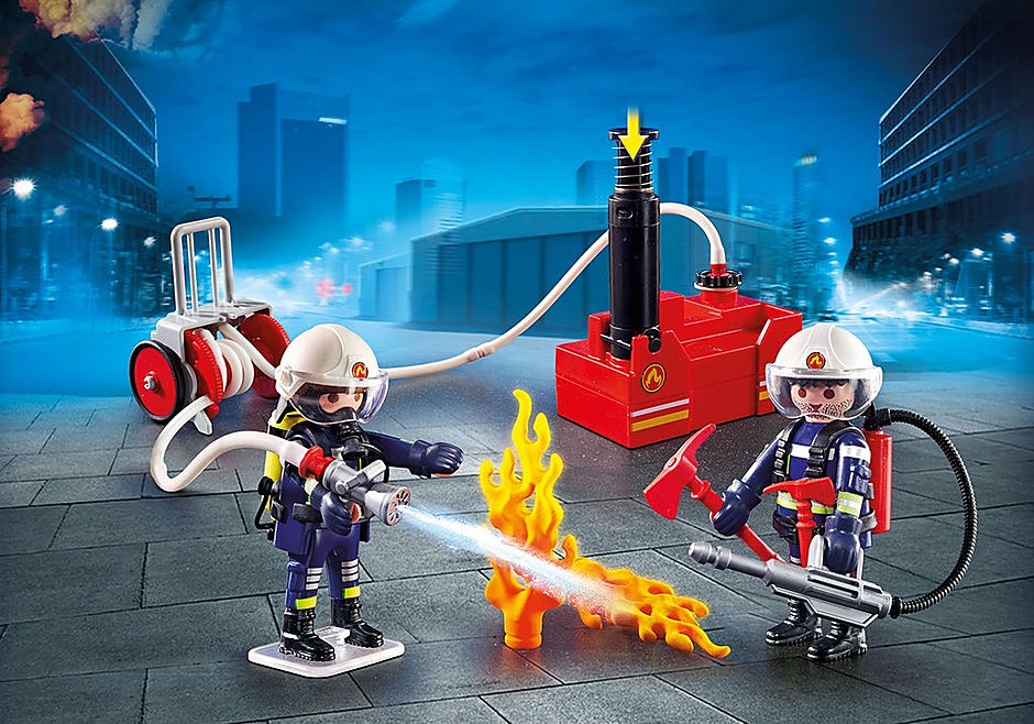 Playmobil ciudad accion - bomberos con bomba de agua