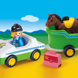 Playmobil 1.2.3 coche con remolque de caballo