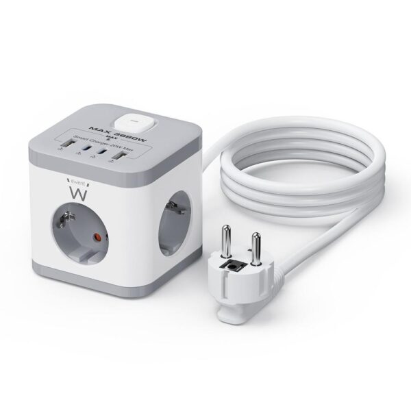 Regleta sobremesa ewent ew3863 3x schuko -  2x usb tipo a -  2x usb tipo b