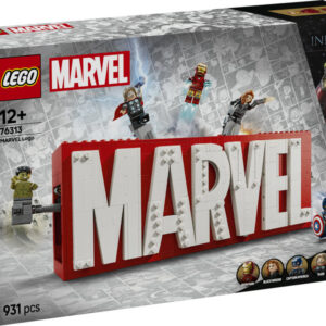 Lego marvel logotipo y figuras