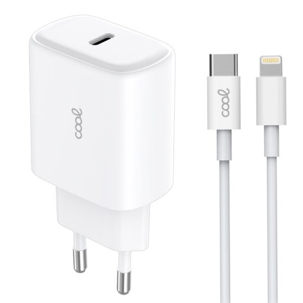 Cargador Red Universal Fast Adapt. (PD) Tipo-C COOL (25W) Blanco + Cable Tipo-C a Lightning - Imagen 3