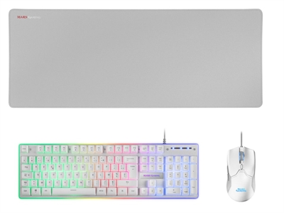 Kit teclado + raton mars gaming mcpxwfr rgb blanco + alfombrilla frances