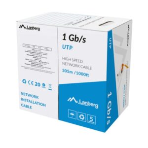Bobina 1gb - s lanberg u - utp rj45 solido cca awg23 305m  naranja