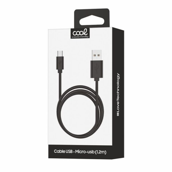 Cable USB Compatible COOL Universal (micro-usb) 1.2 metros Negro 2.4 Amp - Imagen 3