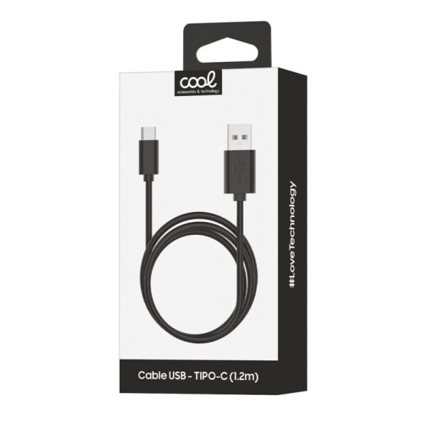 Cable USB Compatible COOL Universal TIPO-C (1.2 metros) Negro 2.4 Amp - Imagen 3