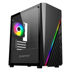 Caja ordenador gaming unykach mini glayze argb stripe -  black micro atx