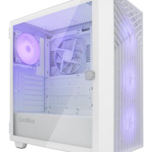 Caja ordenador gaming coolbox ga300 grid line atx argb cristal templado blanco