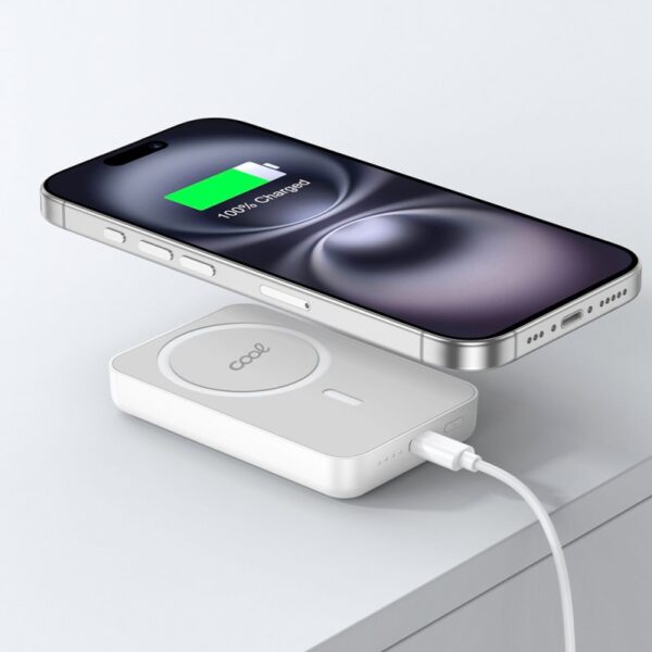 Bateria Externa Universal MAGNÉTICA Power Bank Qi 5000 mAh COOL Blanco - Imagen 2
