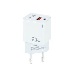 Cargador de pared tooq doble usb - c + usb a blanco 20w