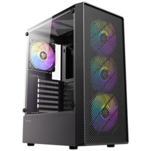 Caja ordenador gaming antec ax26 argb elite atx cristal templado negra