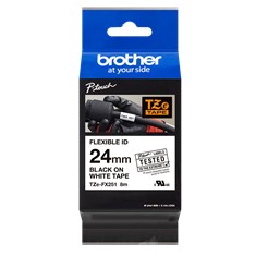 Cinta laminada brother tzefx251 texto negro sobre fondo blanco -  24mm ancho -  8m longitud