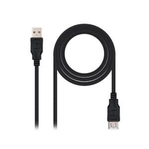 Cable alargador nanocable usb - a 2.0 a usb - a 2.0 1m -  macho - hembra -  negro