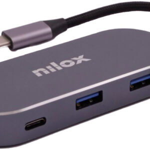 Hub nilox 3 x usb - usb tipo c -  hdmi -  rj45