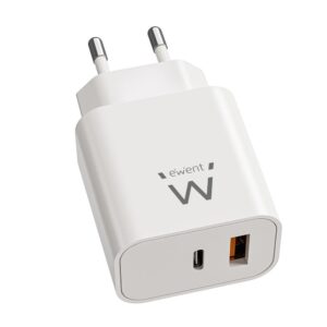 Cargador ewent ew1318 20w 1x usb tipo a 1x usb tipo c blanco
