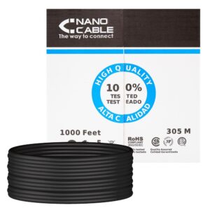 Bobina cable red utp cat5e rj45 nanocable 305m rigido -  awg24 -  exterior negro