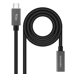 Cable usb tipo c nanocable 0.5m -  macho - hembra -  negro