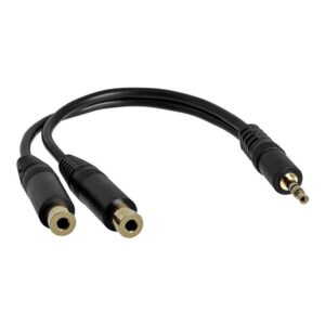 Cable mini jack 3.5mm startech 0.15m -  macho - hembra -  negro