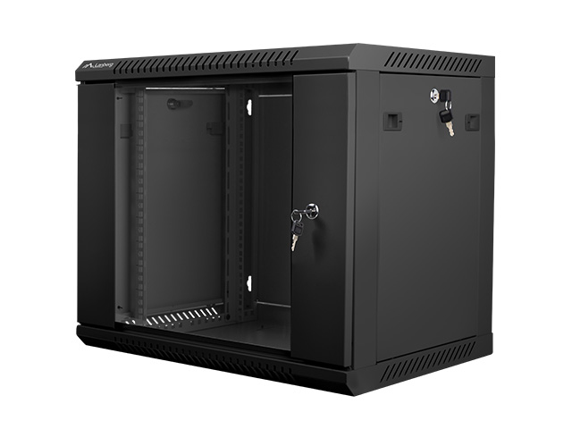 Armario lanberg 19 pulgadas 9u 600x450x507 flat pack puerta cristal negro