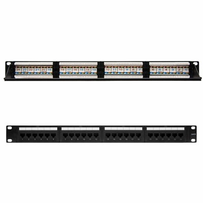 Panel de parcheo nanocable 24 puertos rj45 cat.6 utp 19 pulgadas