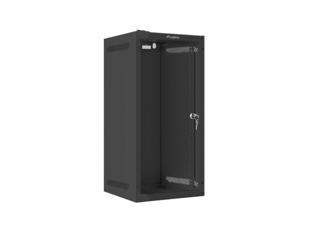 Armario lanberg mural rack 10 pulgadas 12u - 280x310 flat pack negro puerta cristal