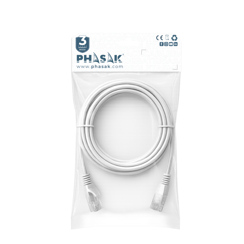 Cable red phasak latiguillo rj45 utp cat6 2m gris phk 1602