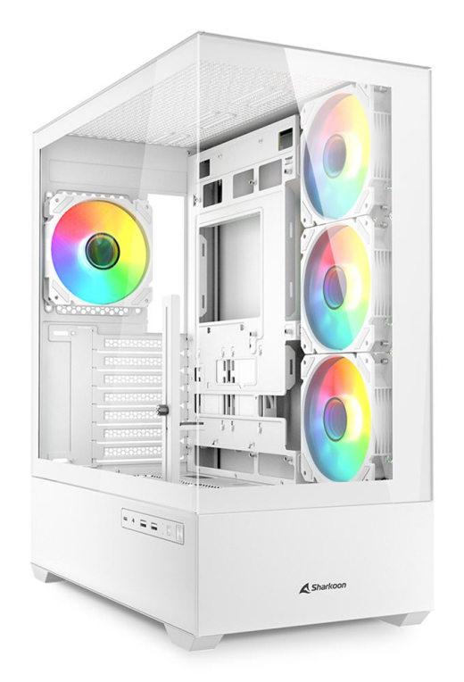 Caja gaming sharkoon ak6 tgv atx blanco 4xvent 120mm 2xusb sn fuente