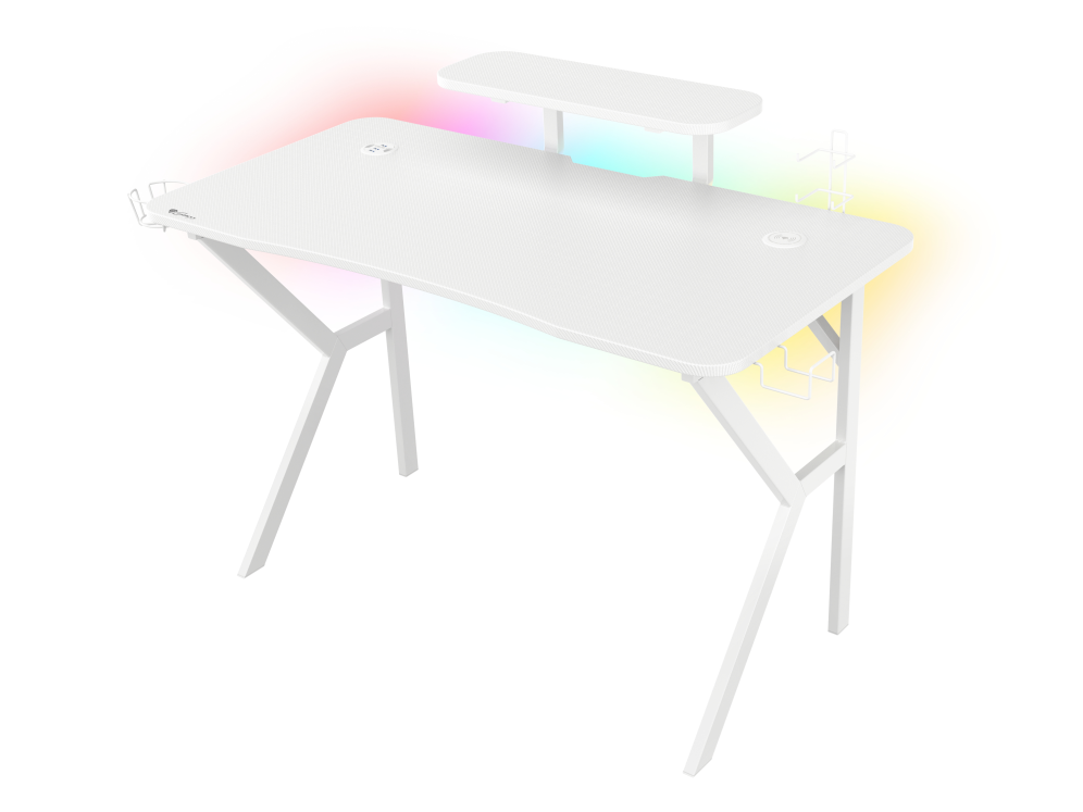 Mesa gaming genesis holm 320 rgb blanca carbono