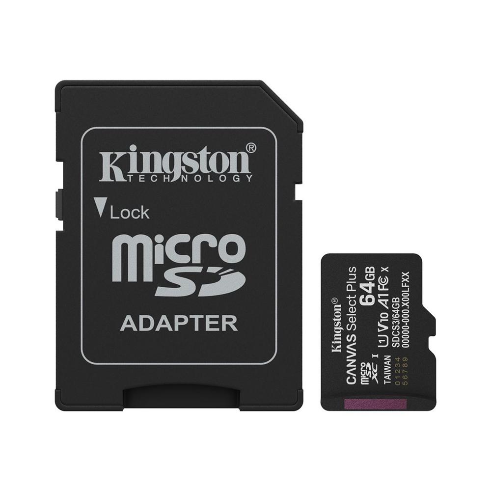 Tarjeta memoria micro sdxc 64gb kingston canvas select plus +  adaptador sd