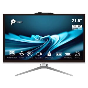 Ordenador all in one msi pro ap222t - 499eu g7400 -  4gb -  ssd 128gb -  21.5 pulgadas fhd -  w11p blanco