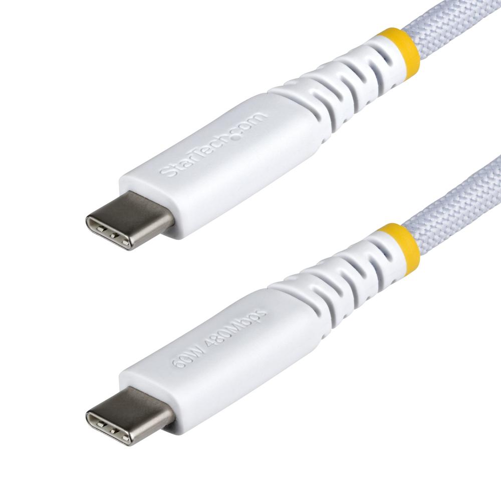 Cable usb tipo c startech 0.15m -  macho - macho -  blanco trenzado