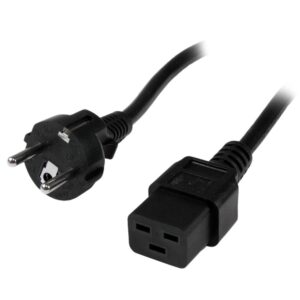 Cable schuko a c19 startech 2m -  macho - hembra -  negro