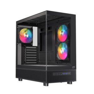 Caja ordenador gaming einarex s500 atx rgb cristal templado negra