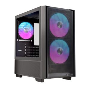 Caja ordenador gaming einarex pm150 matx rgb cristal templado negro