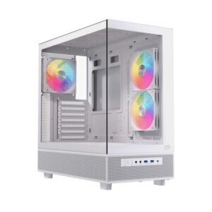 Caja ordenador gaming einarex s500 rgb atx cristal templado blanca