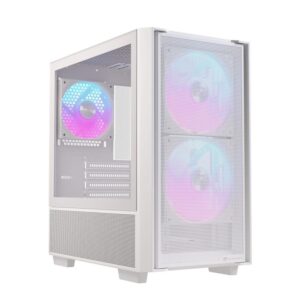 Caja ordenador gaming einarex pm150 matx rgb cristal templado blanca