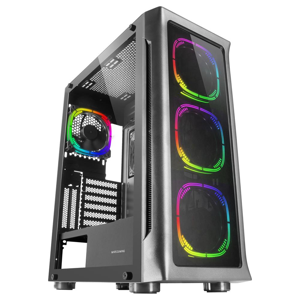 Caja ordenador mars gaming mc - neo e - atx argb cristal templado negra