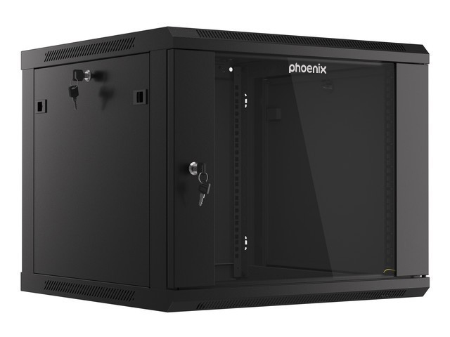 Armario rack phoenix 9u 600x600x501 auto - ensamblado 19'' hasta 60 kg negro